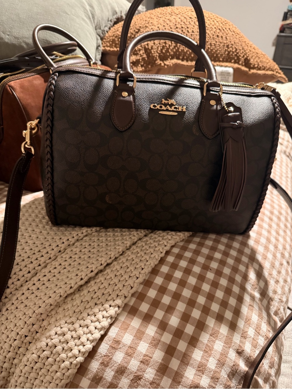 Rowan Large Satchel Bag In Signature Canvas With Fringe - Picture 4 of 4